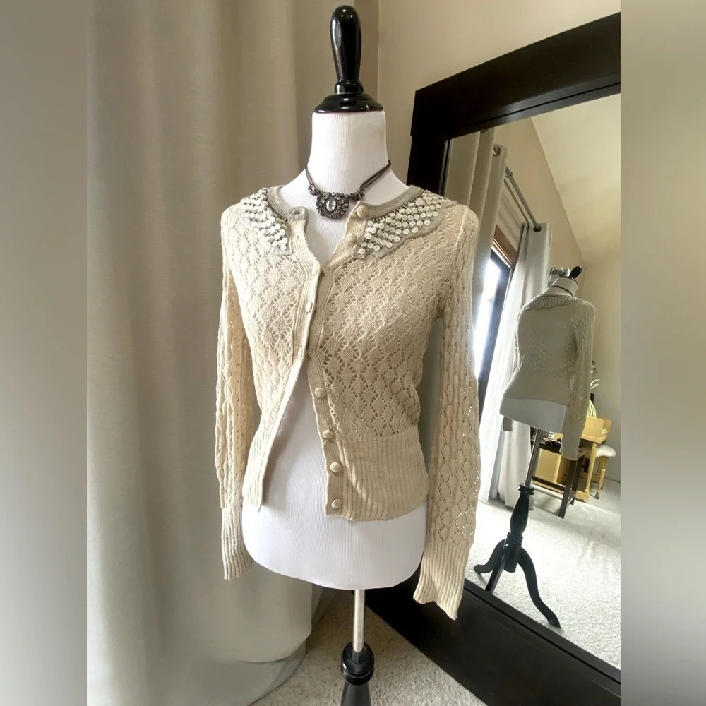 Sparkle with Sophistication: Anthropologie Yellow Bird Wool Collar Sweater ✨🌼 - Picture 5 of 9
